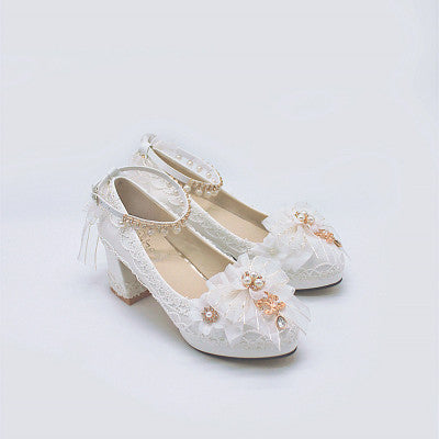 Bright PU Wedding Lolita Thick High Heels - image 12