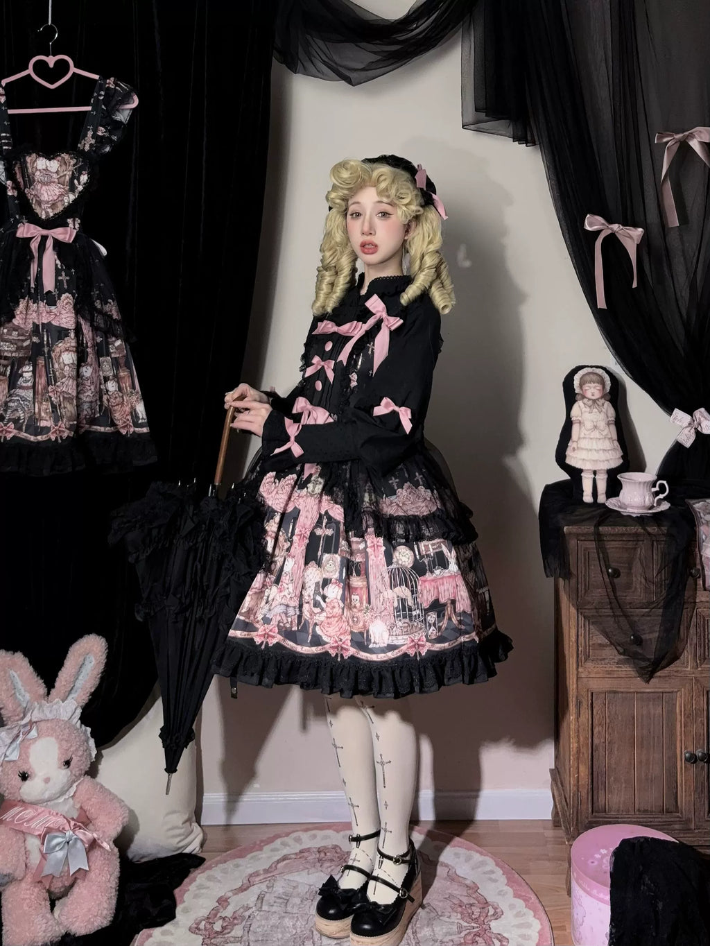 Missing Lamb Case - Gothic Lolita Dress Set with Sheep Prints - image 6