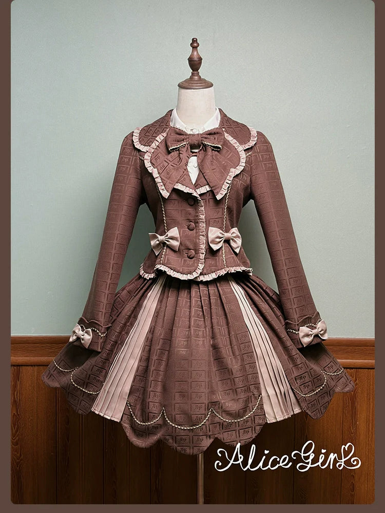 Bear Chocolate Slab - Classic Lolita Pleated JSK & SK Dress, Side Zipper - image 21