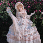 Rose Banquet Wedding Lolita OP Dress, Chiffon Tea Party Style - image 4