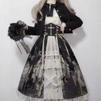 Clock Butterfly - Gothic Lolita Printed Blouse and Corset Skirt Set - image 19