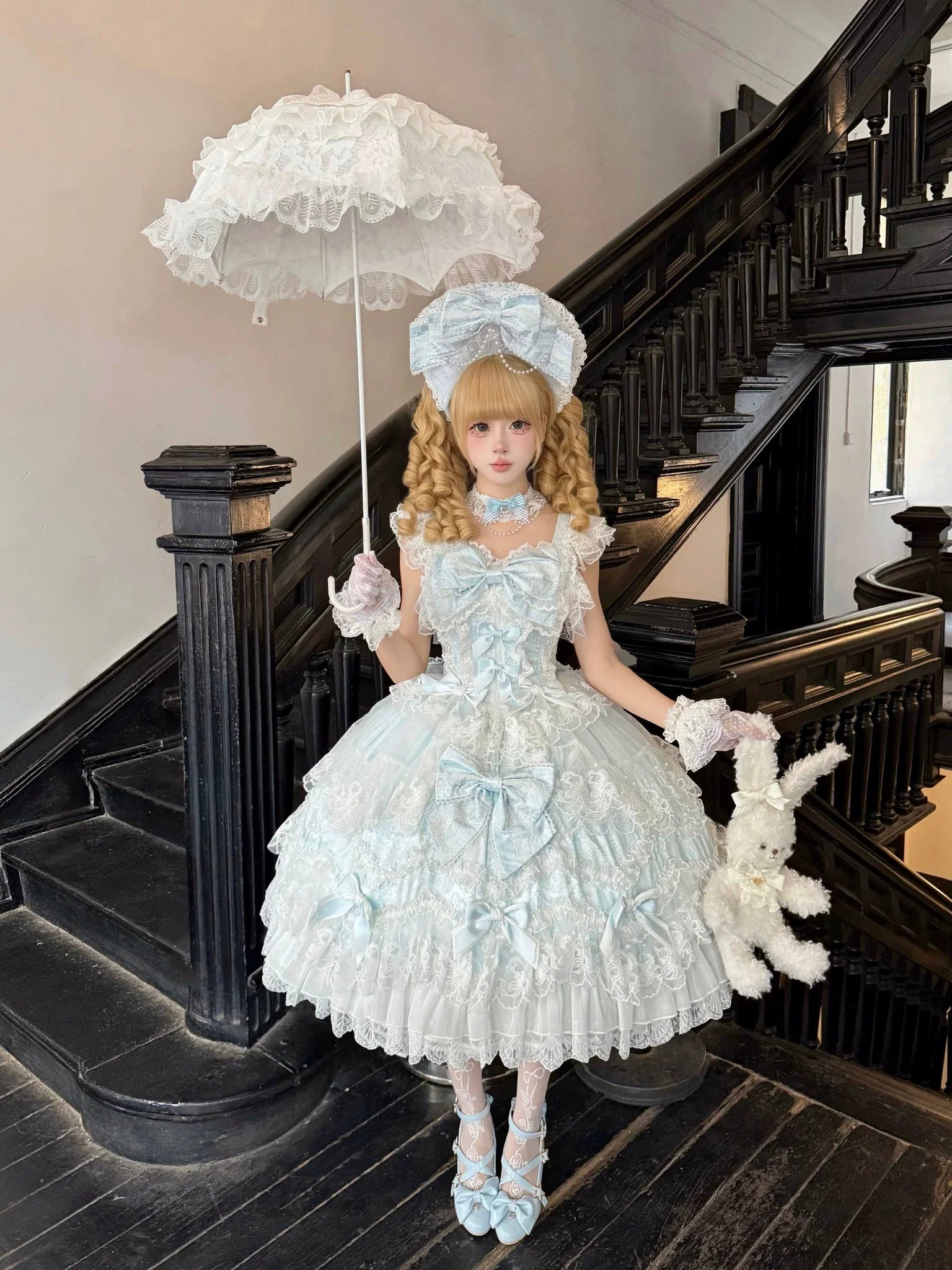 Sakura Blossom Dream - Dreamy Sweet Lolita JSK Dress, Abundant Lace & Bows - image 10