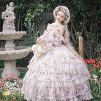 Rose Letter - Gorgeous Lolita JSK Princess Dress Chiffon Floral Printed Blue Dress - image 1