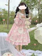 Sweet Soft Bunny - Printed Sweet Lolita OP Dress, Bunny Ears - image 7