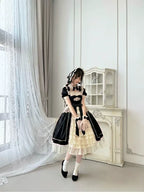 Spring of Golden Lily - Satin Classic Lolita Lily Print Dress, Front Opening and Accessories - image 6