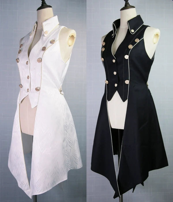 Snow Shadow - Long Sleeveless Ouji Lolita Coat - image 6