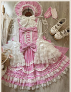 Plaid Baileys - Pink Plaid Old School Lolita JSK Dress - image 33