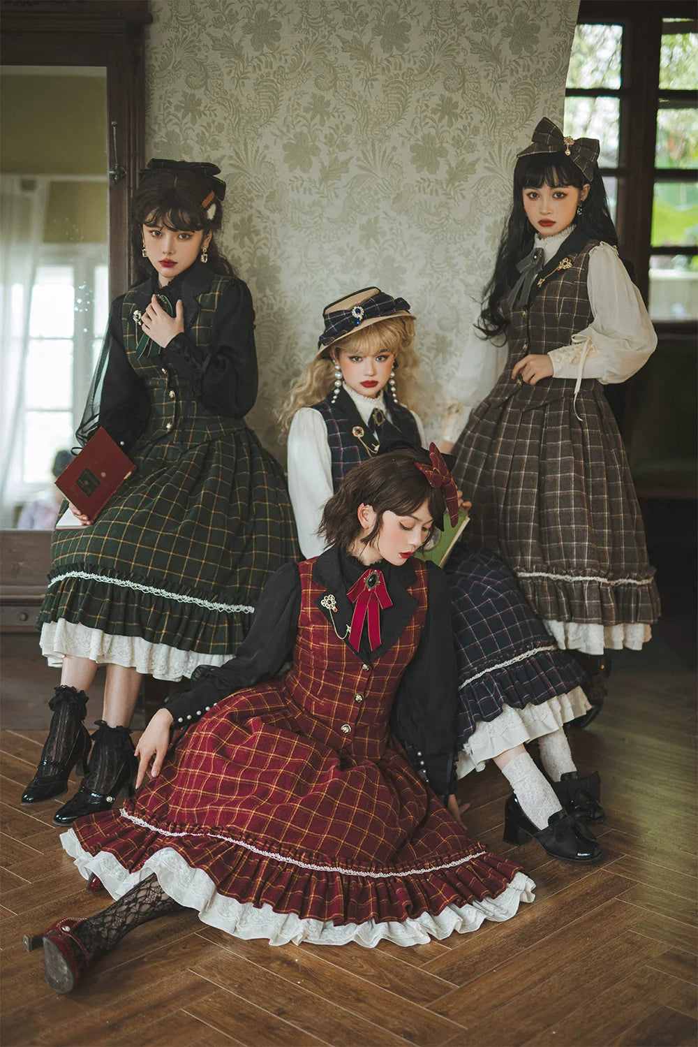 Rose - Elegant Lolita Fishbone Grid Skirt Customized - image 4