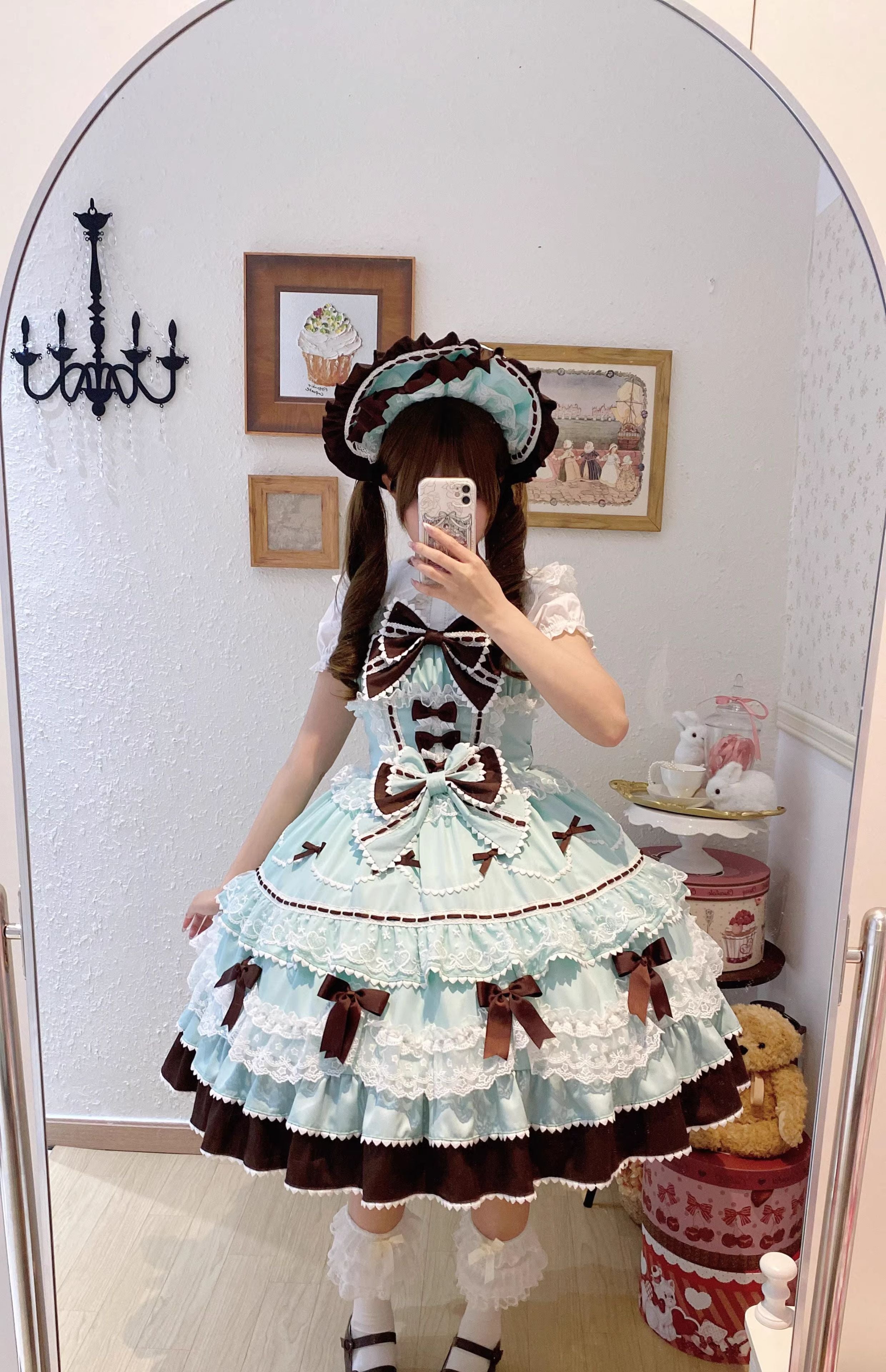 Fondant Cake - Summer Sweet Lolita JSK Dress, Tiered Ruffles and Bows - image 13