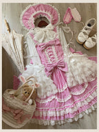 Plaid Baileys - Pink Plaid Old School Lolita JSK Dress - image 34