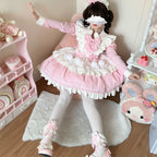 Sweet Bunny Pom-pom - Maid Lolita Bunny Ear Collar OP Dress, Detachable Apron and Accessories - image 8