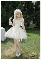Confession Poem - Classic Lolita Corset JSK Set, Lace & Bows - image 23