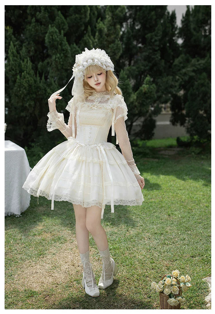 Confession Poem - Classic Lolita Corset JSK Set, Lace & Bows - image 23