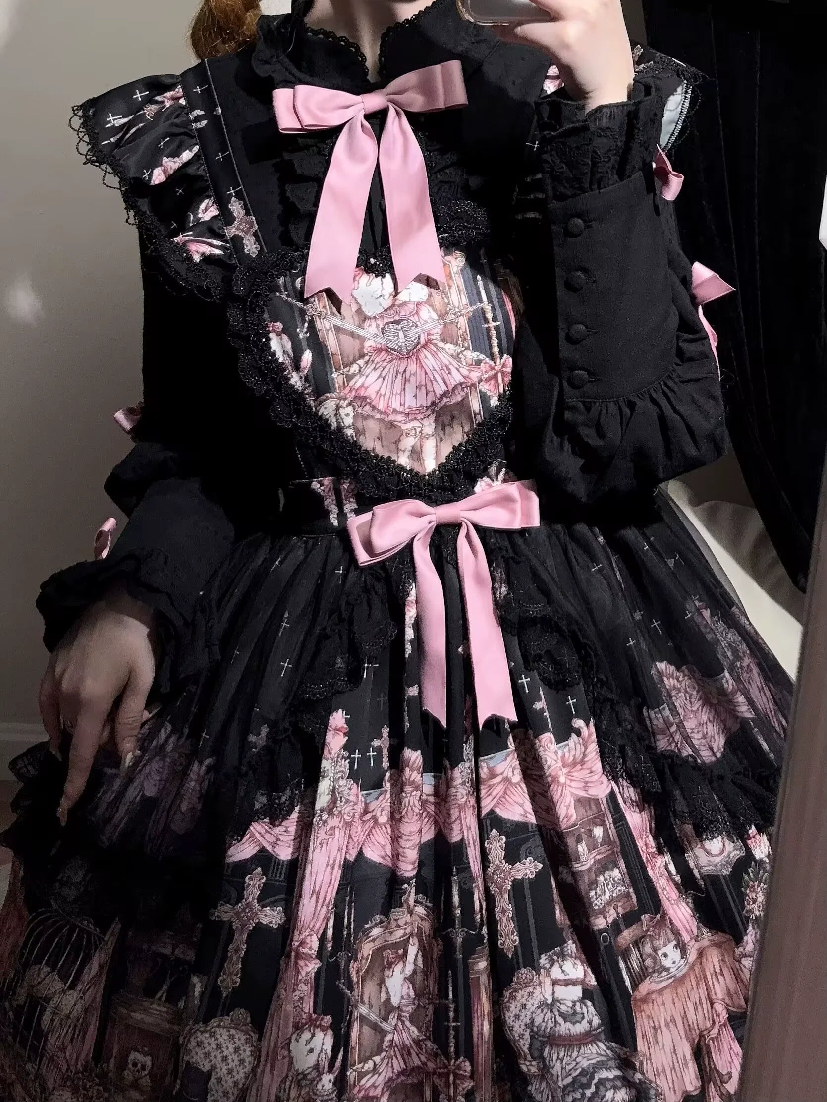 Missing Lamb Case - Gothic Lolita Dress Set with Sheep Prints - image 49
