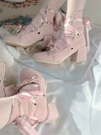 Muse Kiss - Elegant Lolita Shoes Lace-up Bow Heels Round Toe - image 28