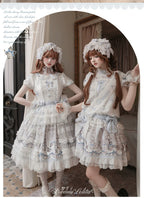 Finnish Antique Cabinet - Sweet Lolita Antique Cabinet Printed OP & JSK Dress with Bows - image 9