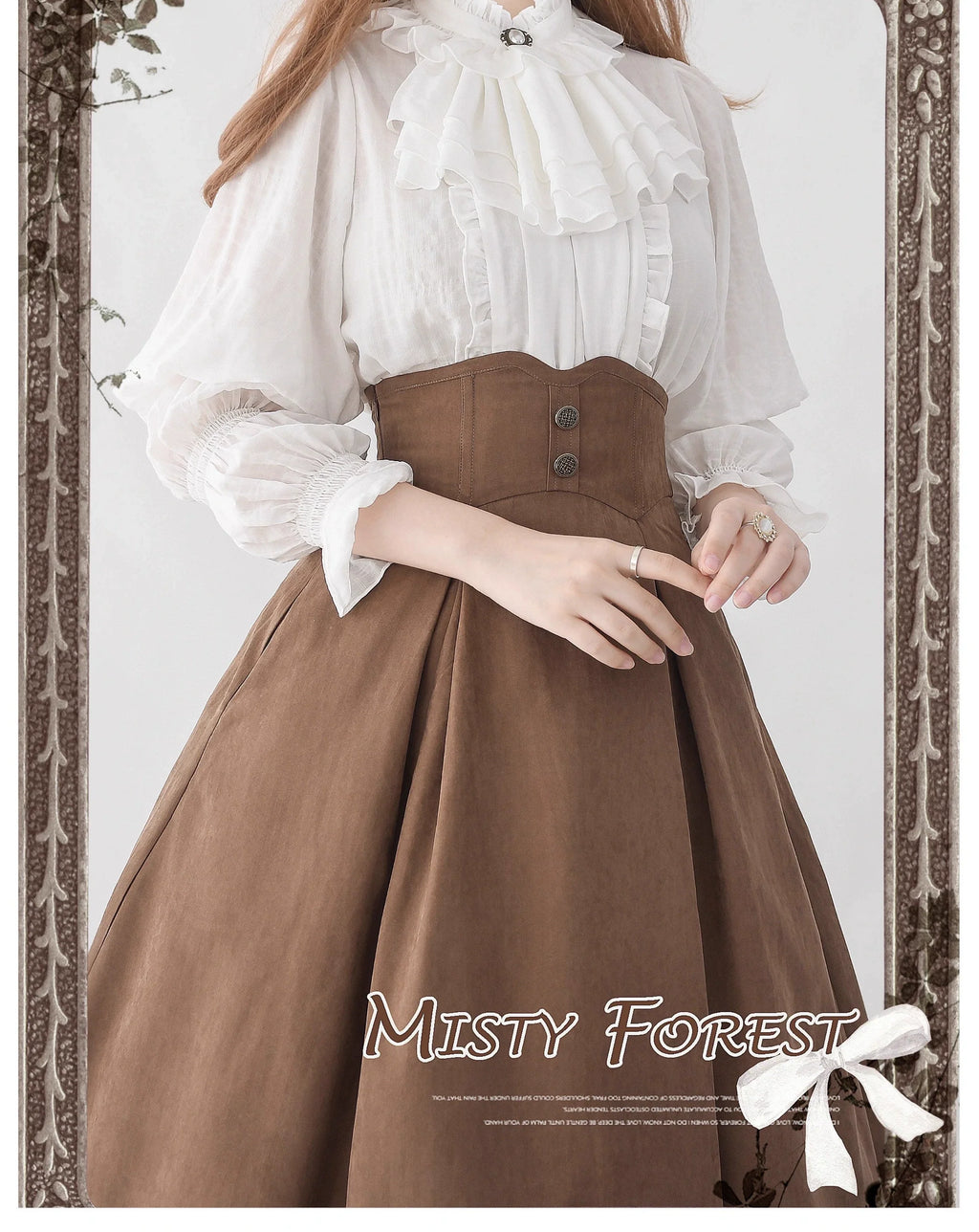 Classic Lolita A-Line Skirt, Button-Front Vest and White Blouse - image 27