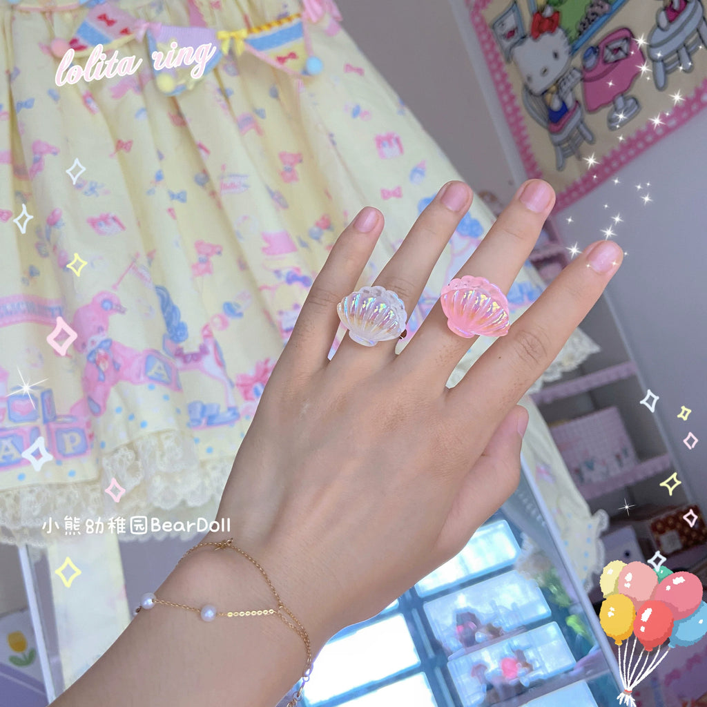 Kawaii Lolita Shell & Heart Adjustable Ring Collection - image 24