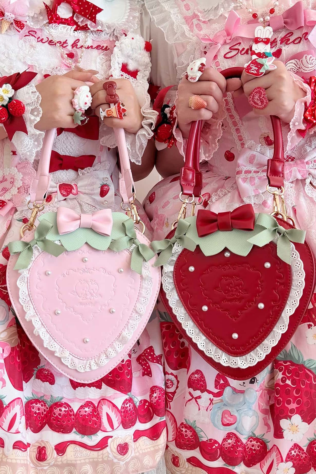 Sweet Strawberry - Bow and Lace Lolita Handbag - image 2