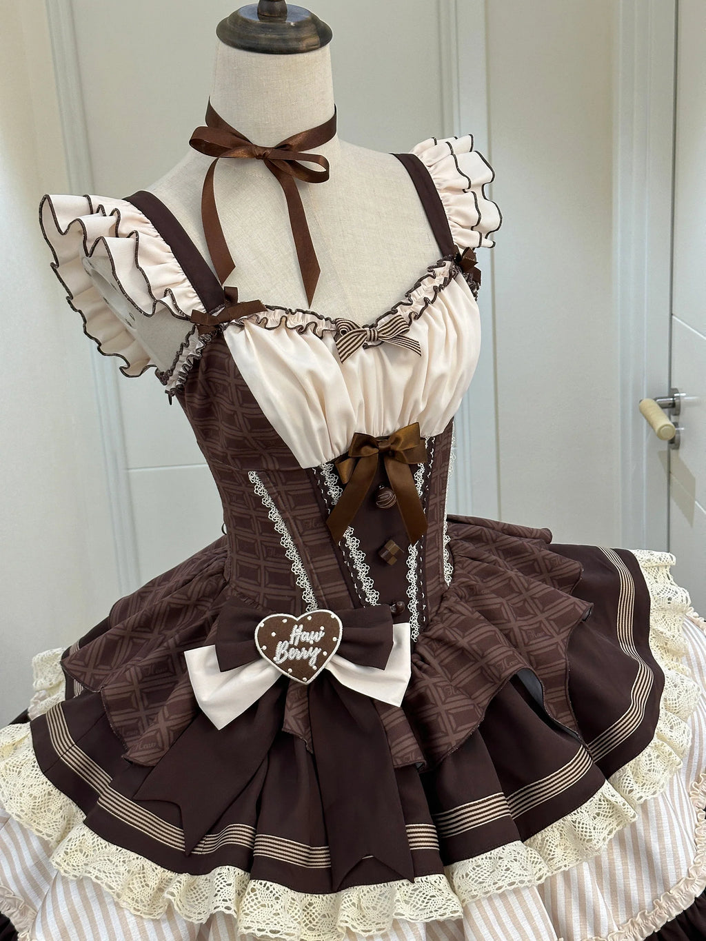 Mint Chocolate Frou Frou Brown Blue Bustle Petticoat JSK KC Sweet Lolita Dress and Accessories - image 13