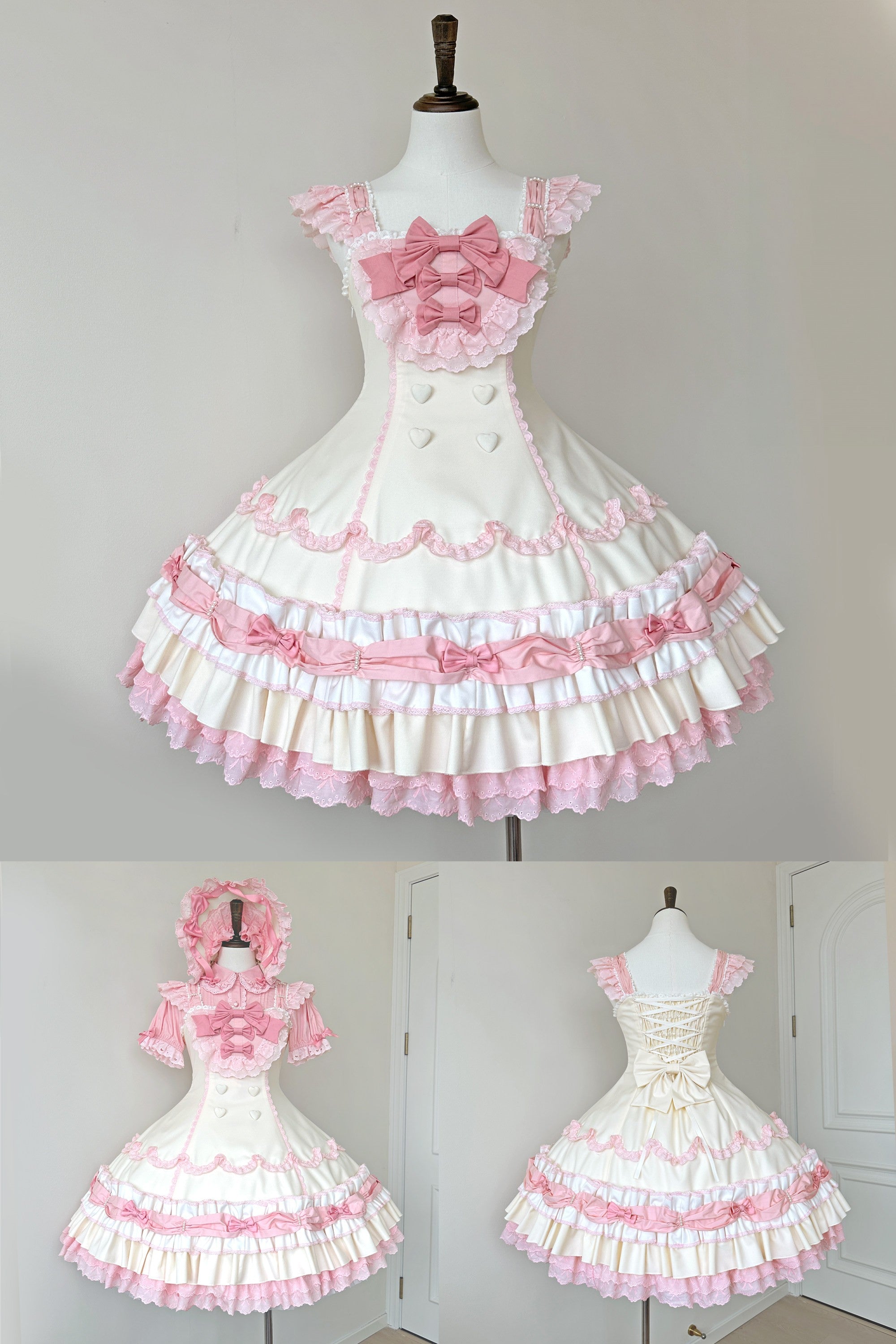 Cream Fondant Sweet Retro Six-Panel Lolita JSK and Accessories - image 15