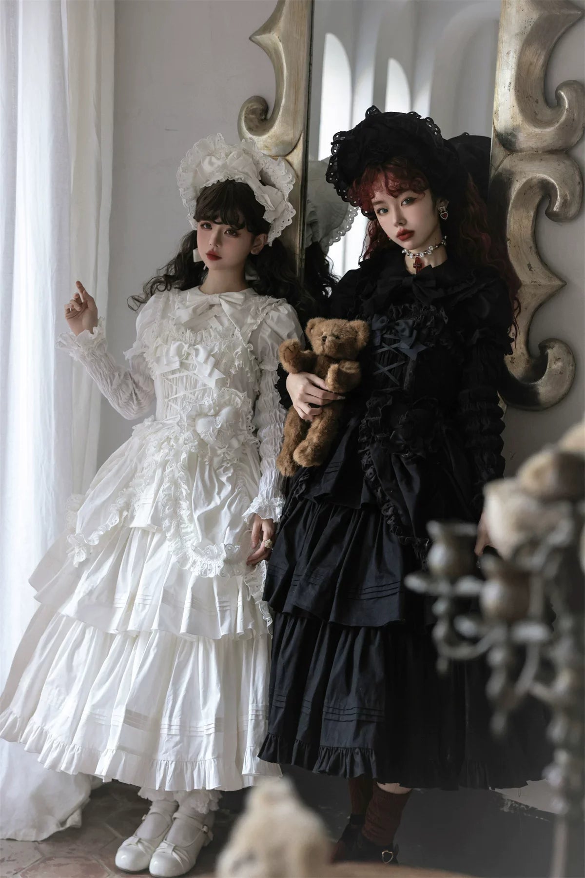 Cotton Gothic Lolita Long JSK, Drawn-up Hem - image 17