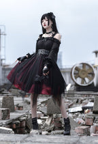 Gothic Lolita High Waist Black Dress - image 24