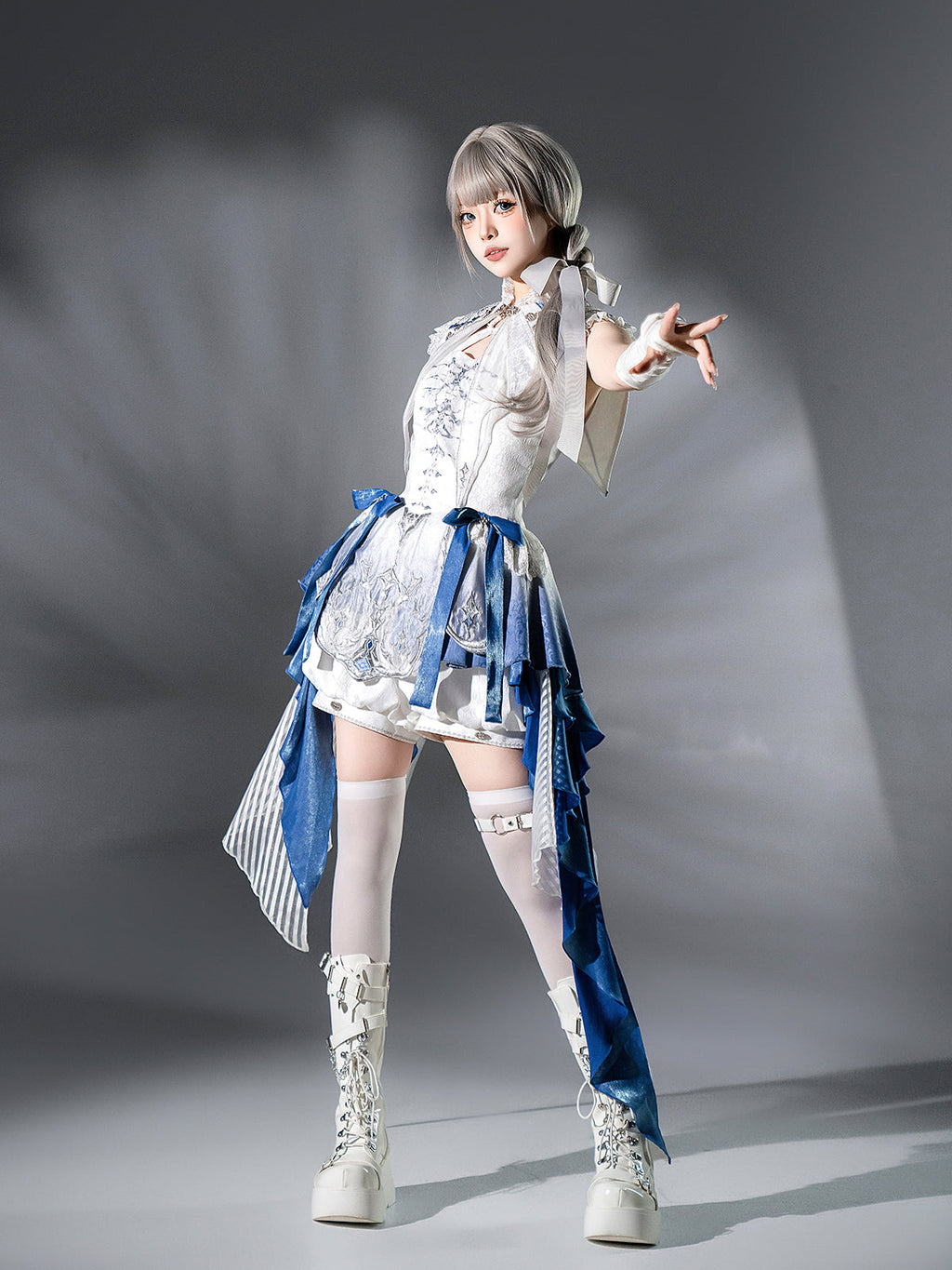 Blue Dragon Bone Ouji Lolita Shorts Suit with Trailing - image 4