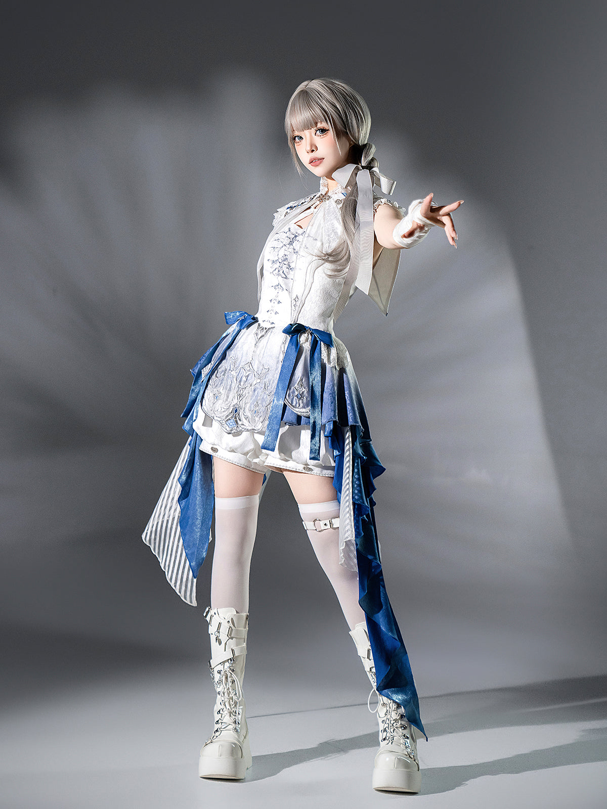 Blue Dragon Bone Ouji Lolita Shorts Suit with Trailing - image 4