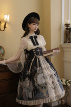 Clock Butterfly - Gothic Lolita Printed Blouse and Corset Skirt Set - image 12