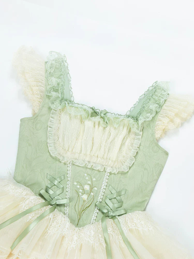 Lily of the Valley Whisper - Embroidered Classic Lolita Corset JSK Dress - image 6