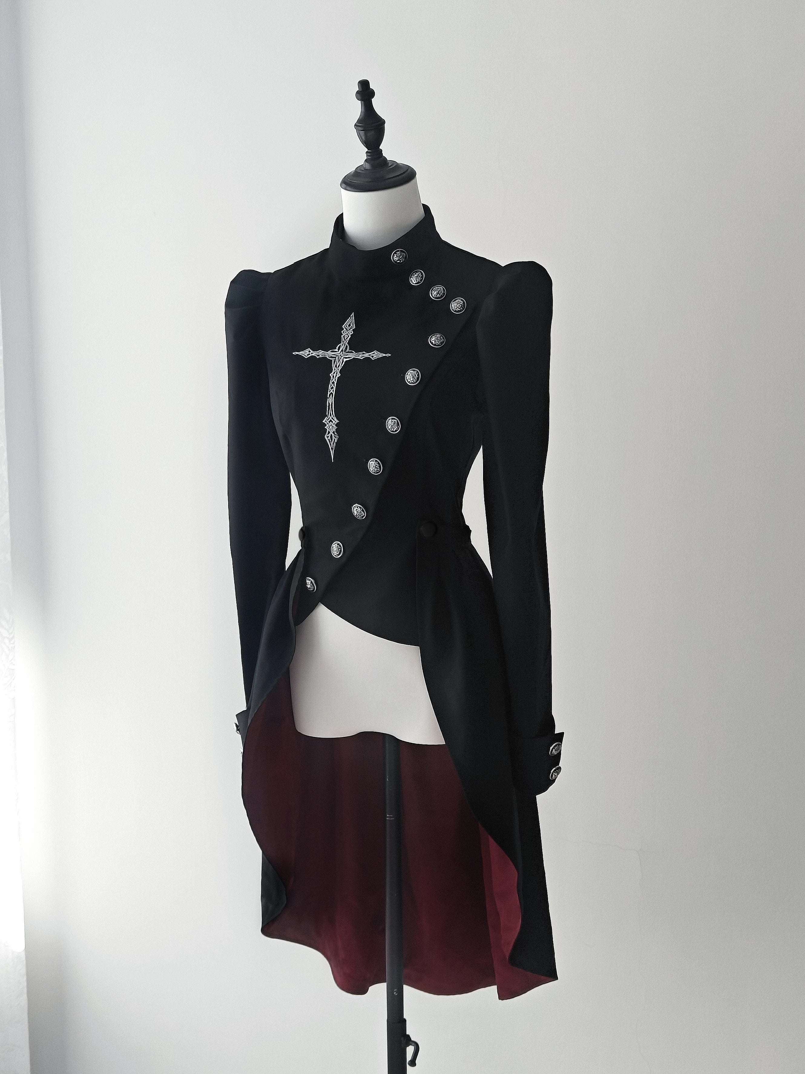 White Night Sonata - Ouji Lolita Embroidery Coat, Detachable Trailing - image 6