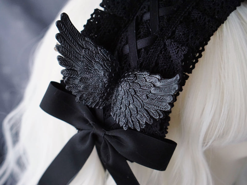 Black Wings Halloween Goth Lolita Hairband - image 15