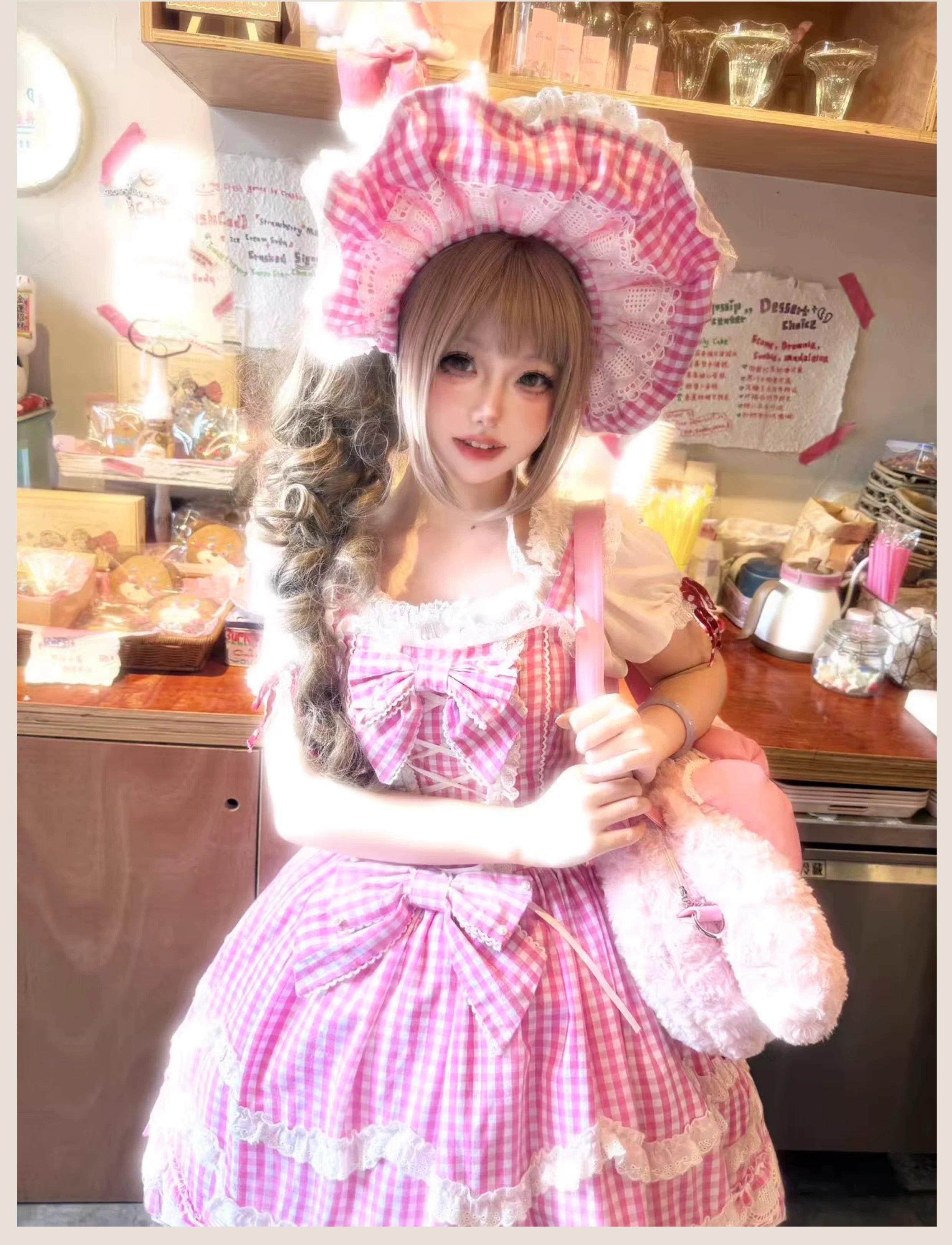 Plaid Baileys - Pink Plaid Old School Lolita JSK Dress - image 11