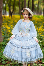 Melaleuca Lily - Embroidery Country Lolita Blouse and Skirt and Accessories - image 8
