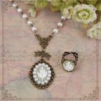 Lily Miss - Elegant Lolita Pearl Necklace and Earrings Set - image 16