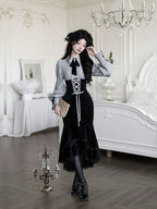 Dusk Moment - Classic Lolita Striped OP & Mermaid Dress Set, Fishbone Waist - image 19