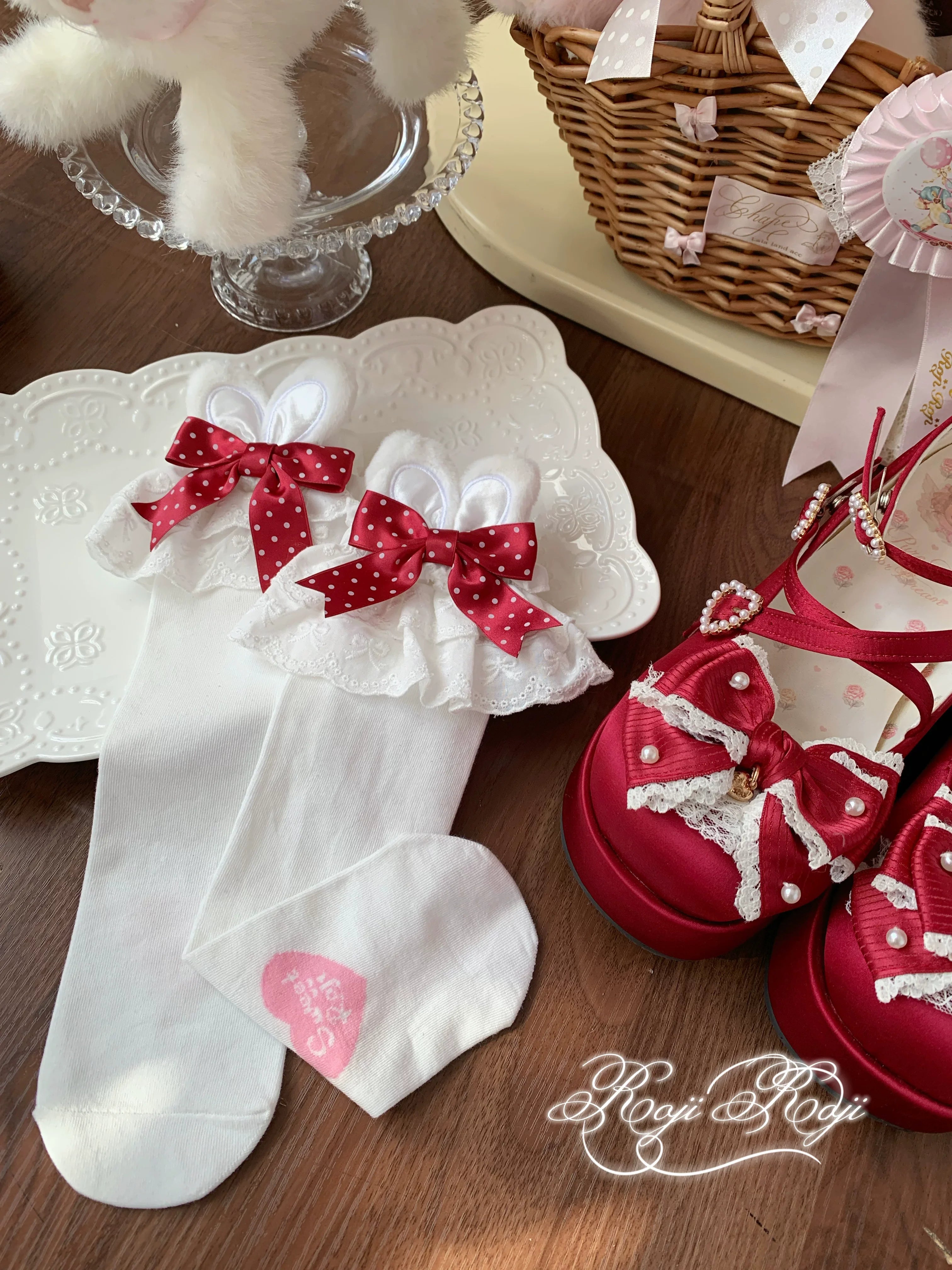 Bunny Ears Polka Dot Sweet Lolita Mid-Calf Socks - image 14