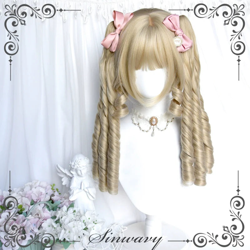 Retro Lolita Wigs Beige Gold Roman Roll Wig - image 4