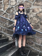 Coral Jellyfish - Sweet Lolita High-waist JSK Dress, Jellyfish & Coral Print and Accessories - image 65