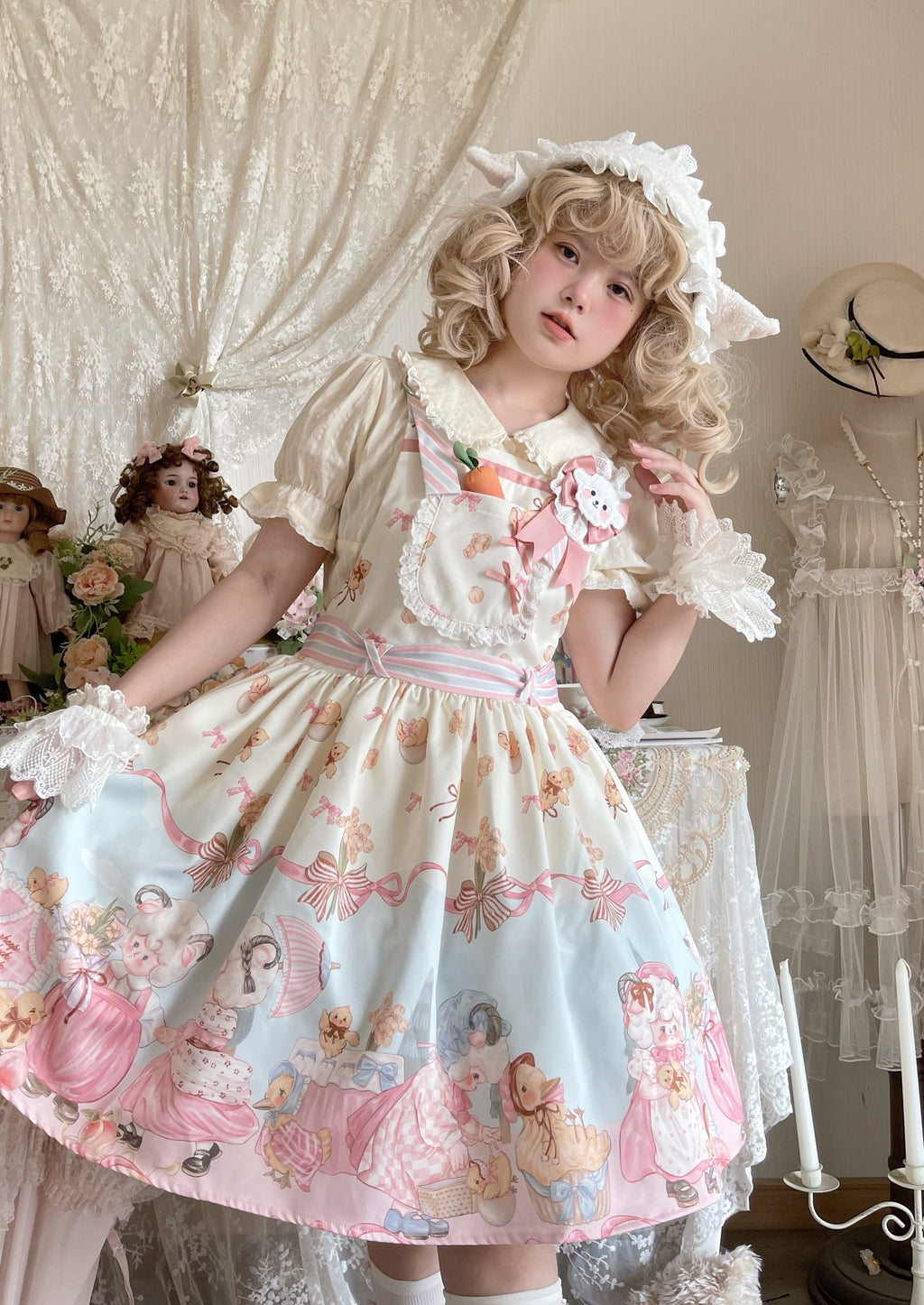 Sheep Pattern Waltz Princess Lolita JSK Salopette - image 8
