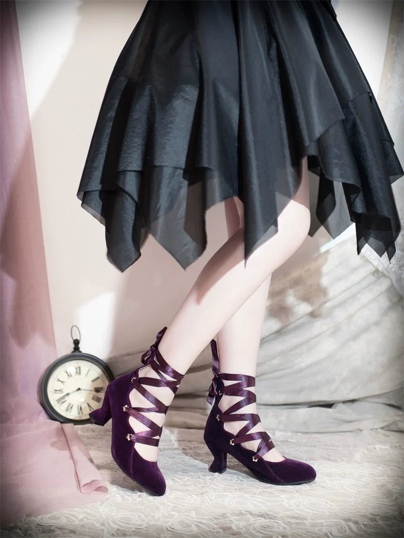Forbidden Dance Velvet Lolita Shoes with Lace-Up Straps - image 4