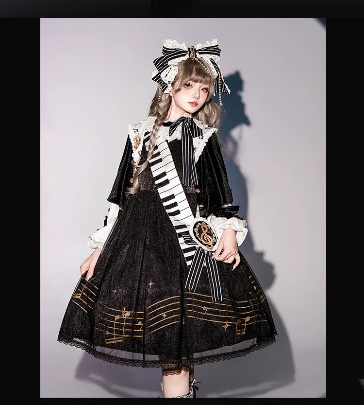 Black and White Sonata - Ouji Lolita Vest Suit and Vintage Lolita OP Dress - image 14