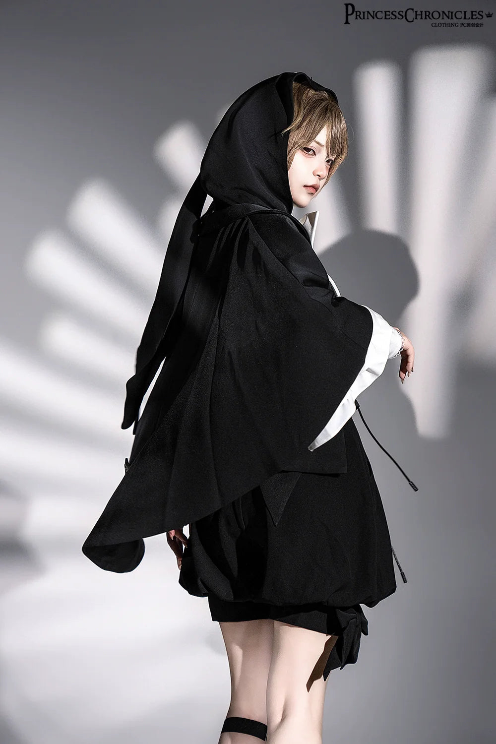 Rabbit Feather - Black Ouji Lolita Vest Shorts Suit Prince Cloak Set - image 19