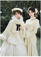 Winter Island Memory - Elegant Lolita Winter Coat & OP Dress Set - image 4