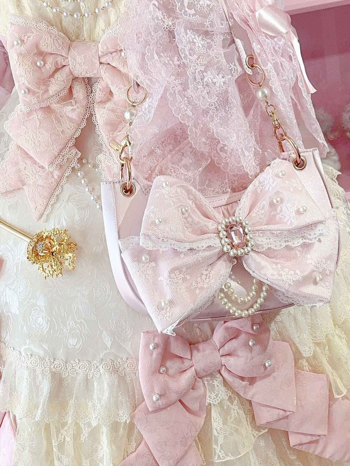 Lace Love - Satin Bow Lolita Shoulder Bag - image 5