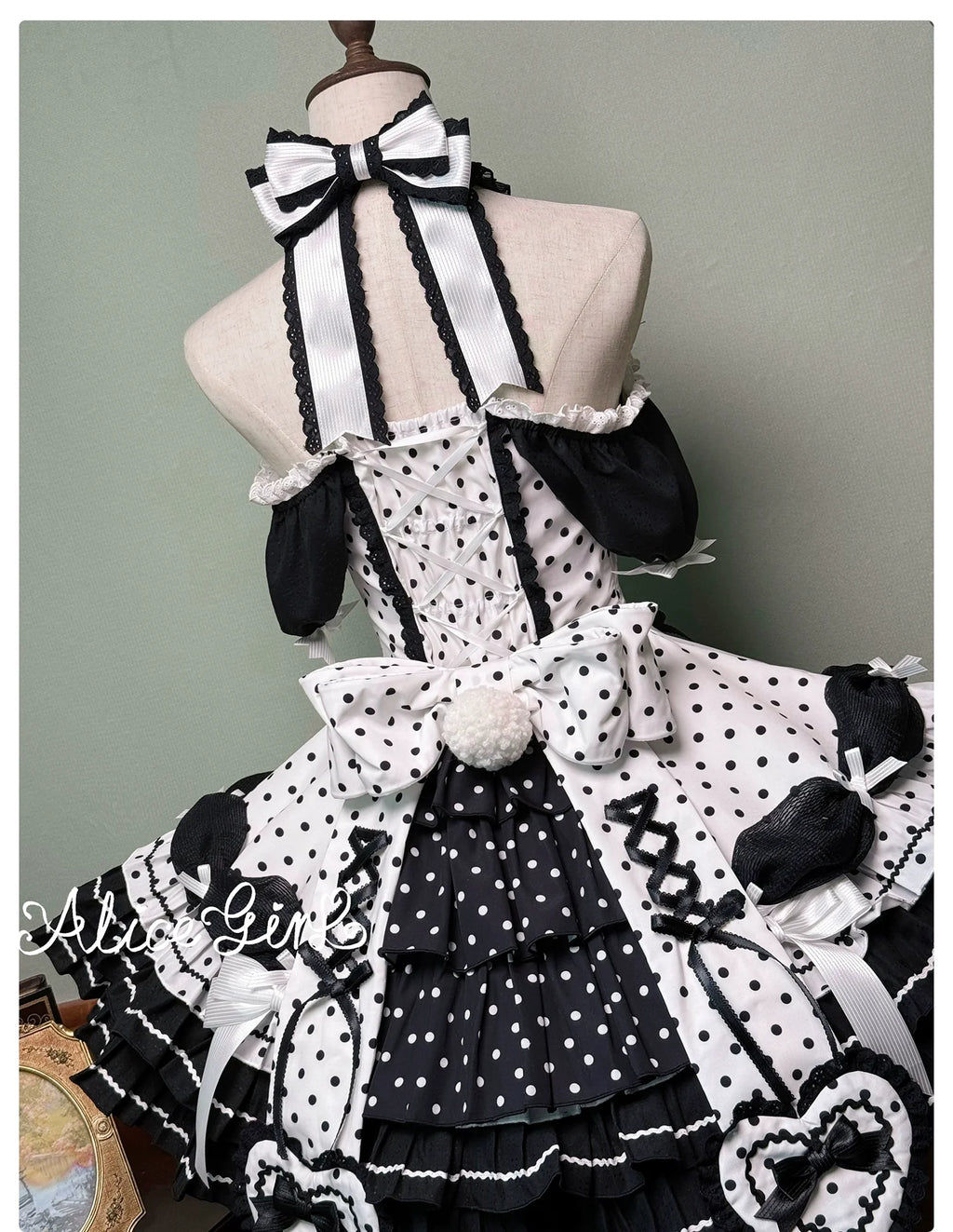 Old School Lolita Halter Neck OP Dress, Polka Dot Accent - image 67