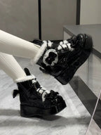Bunny Tail - Fuzzy Kawaii Lolita Snow Boots, Detachable Plush Bow - image 8