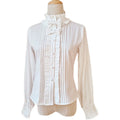 Winter Cotton Lolita Blouse White Long Sleeve Stand Collar Shirt - image 4