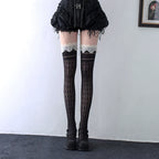 Wuxiaoliu Lolita Fishnet Stockings with Lace Cuffs - image 8